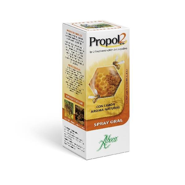 Aboca Propol2 EMF Spray oral, 30 ml para el dolor de garganta en gripes y resfriados.