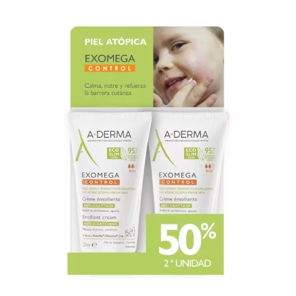Aderma Exomega Duplo Crema Emoliente Anti-Rascado, 2x50 ml