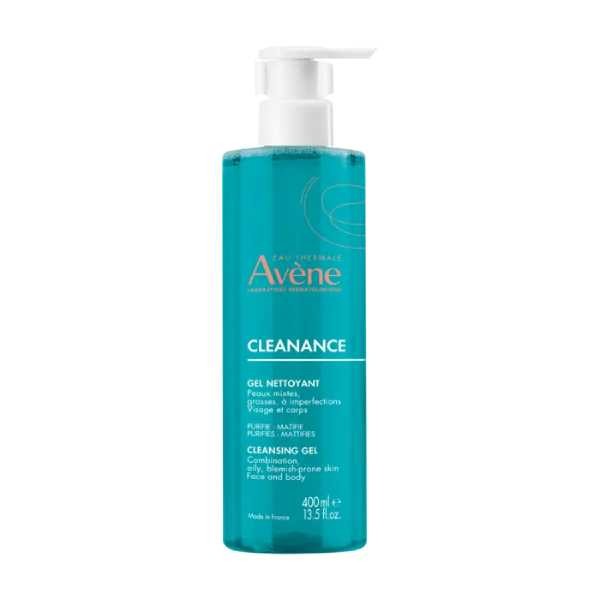 Avène Cleanance Gel Limpiador, 400 ml, limpia y purifica la piel grasa o acneica | Farmaconfianza