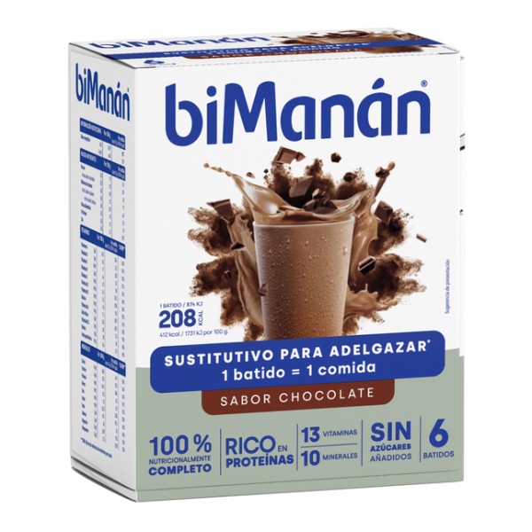 Bimanán Beslim Batido Sabor Chocolate, 6 sobres | Farmaconfianza