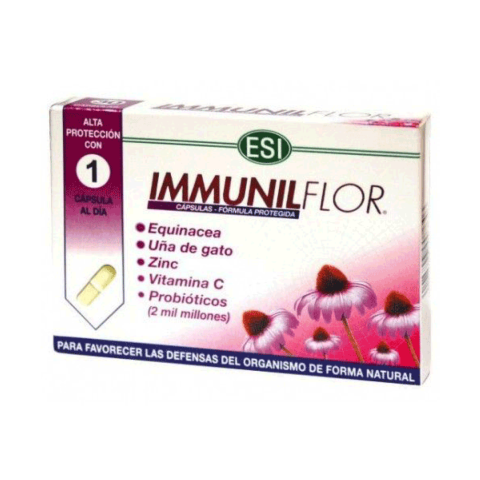ESI Immunilflor con Equinácea, Uña de Gato, Zinc y Vitamina C, 30 cápsulas | Farmaconfianza