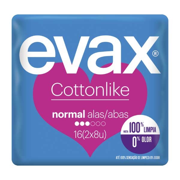 Evax Cottonlike Normal Compresas con Alas, 16 unidades | Farmaconfianza