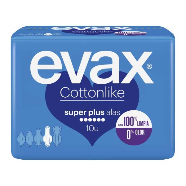 Evax Cottonlike Super Plus Compresas con Alas, 10 unidades | Farmaconfianza