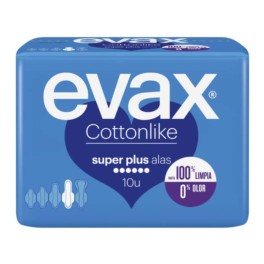 Evax Cottonlike Super Plus Compresas con Alas, 10 unidades | Farmaconfianza