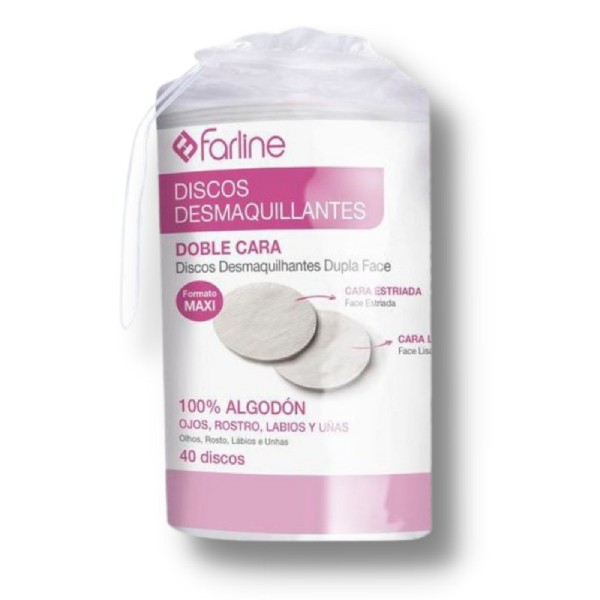 Farline Discos Desmaquillantes Ovalados Doble Cara, 40 unidades