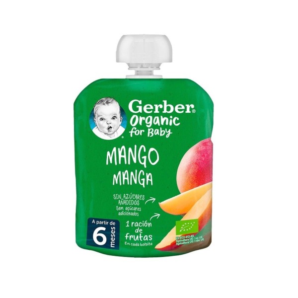 Gerber Organic Puré de Frutas for Baby Mango, 90 g