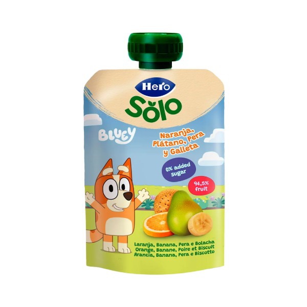 Hero Solo Naranja, Plátano, Pera, Galleta, 100g