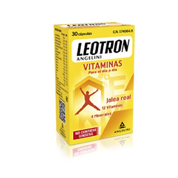 Leotron Vitaminas con Jalea Real, 12 Vitaminas y 4 Minerales, 30 cápsulas