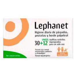 Lephanet Toallitas Estériles para la higiene de párpados, 30 + 12 toallitas gratis