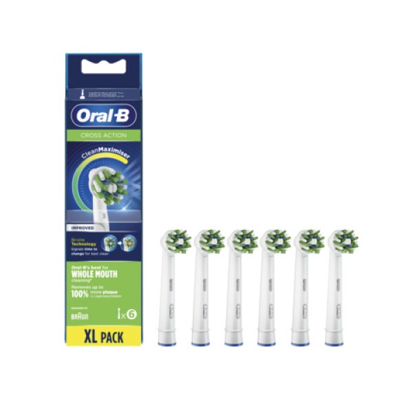 Oral-B CrossAction Cabezales De Recambio Cepillo Eléctrico con  CleanMaximiser, 6 unidades