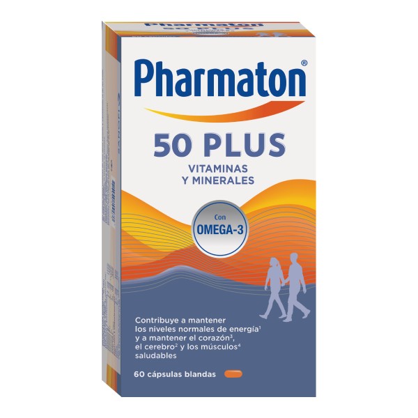 Pharmaton 50 Plus Vitaminas y Minerales ayuda a tener más energía a partir de 50 años. Al mejor precio en Farmaconfianza. ¡Compra Ahora! Envíos rápidos.