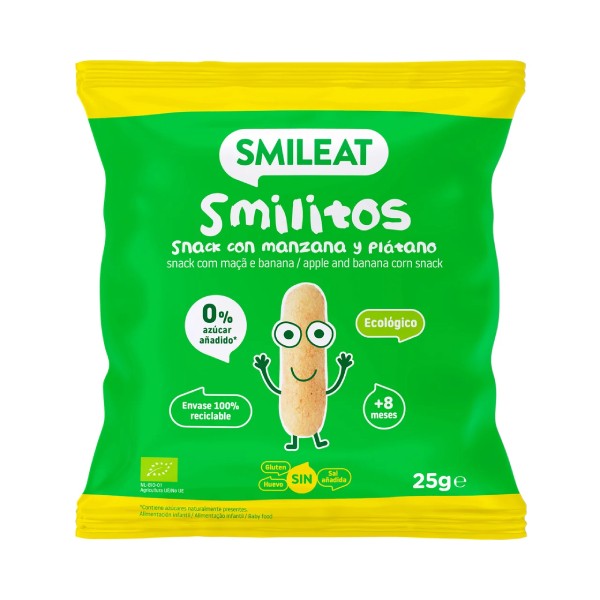 Smileat Smilitos Snacks con Manzana y Plátano, 25g