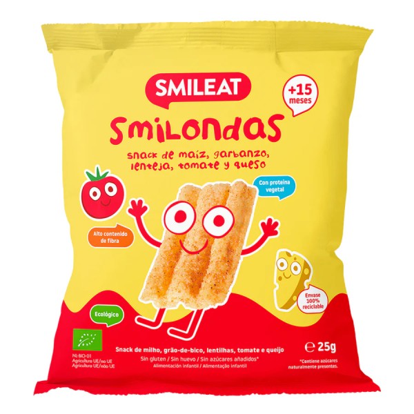 Smileat Smilondas Snacks Tomate y Queso, 25g