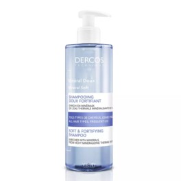 Vichy Dercos Champú MIneral Suave Fortificante, Uso Frecuente, 400 ml