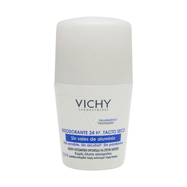 Vichy Desodorante 24h sin sales de aluminio. Roll-on, 50 ml