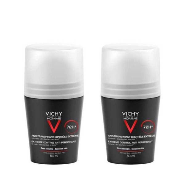 Vichy Homme Desodorante Antitranspirante Control Extremo Roll-on, DUPLO 2x50 ml