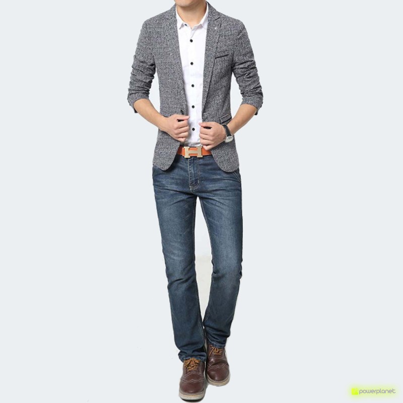 Blazer Exclusive de Linen Cinza - Homen - Item1