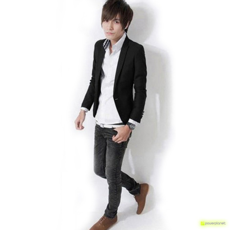 Blazer Slim Fit Casual Preto - Homen - Item1