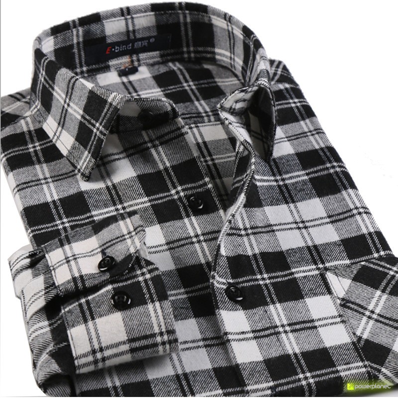 Camisa de Cuadros Gris y Negro - Hombre