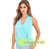 Blusa Azul do Chiffon Cruzada - Item