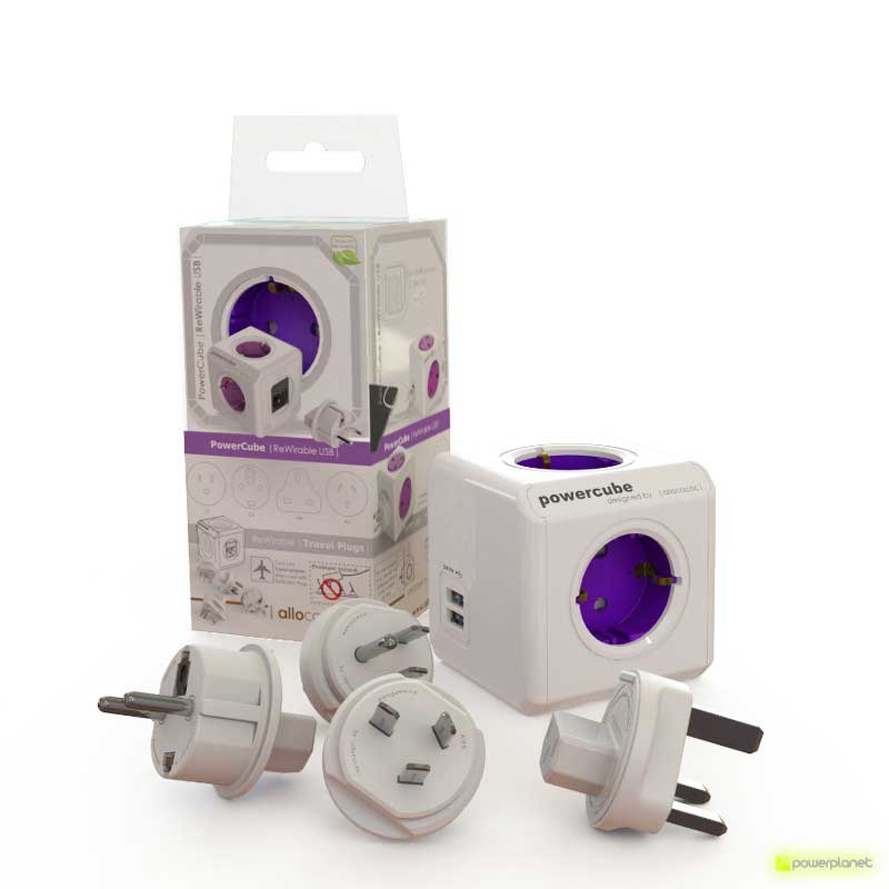 PowerCube ReWirable 4 tomas + 2 puertos USB + 4 adaptadores de corriente