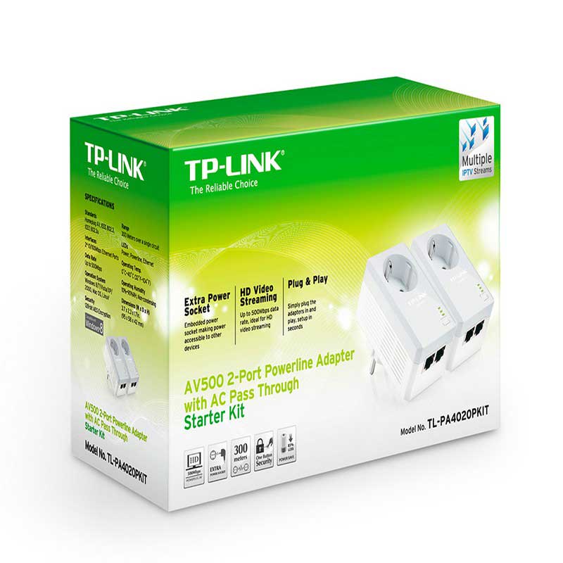 TP-Link TL-PA4020PKIT Starter Kit AV500 Powerline Adapters 2-port with built-in plug - Item1