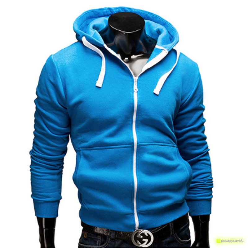 Sudadera Color Zipper Azul - Hombre