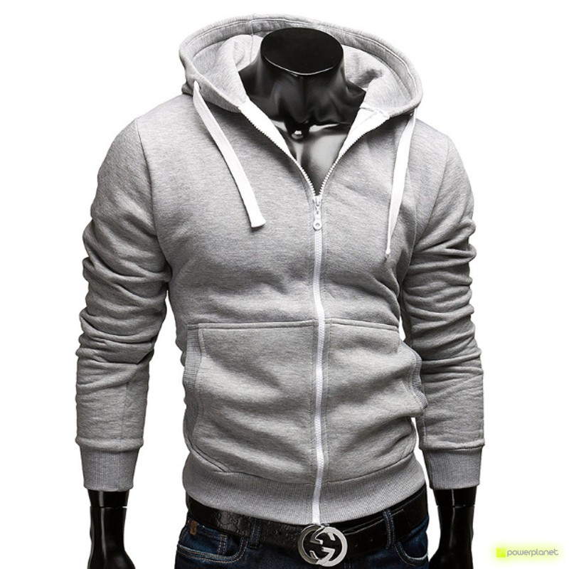 Sudadera Color Zipper Gris - Hombre