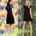 Vestido Preto Casuais de Mangas Curtas - Item