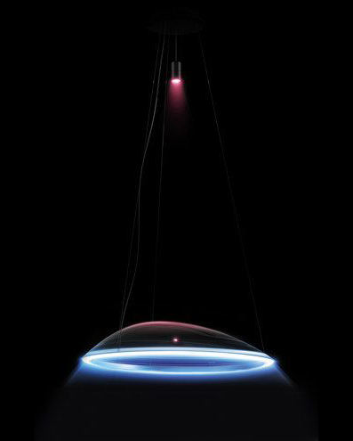 Lámpara de suspensión Ameluna, fruto entre la colaboración de Artemide y Mercedes Benz Style. Un proyecto de innovación tecnológica e interacción de la luz con el ser humano.