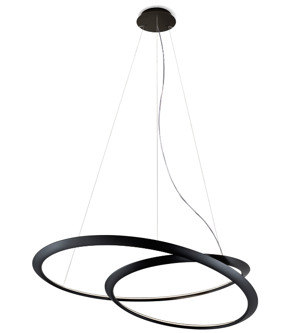 Lámpara de suspensión Kepler. Escultura sispendida con forma que recuerda la famosa cinta de Moebius.