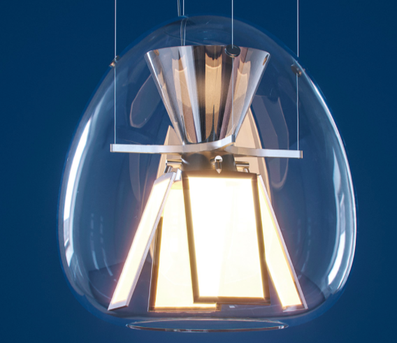 Lámpara compuesta por paneles Oled y proyector Led, empleando la máxima tecnología en iluminación, diseño de Carlotta de Bevilacqua y Laura Pessoni en 2018