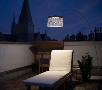 Lámpara de pie Twiggy Grid, versión con pantalla listada apta para exterior diseño