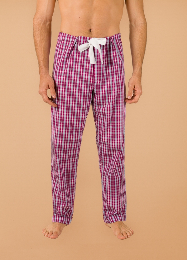 Pantalón largo de Pijama FUREST COLECCIÓN cuadros granate con funda incluida