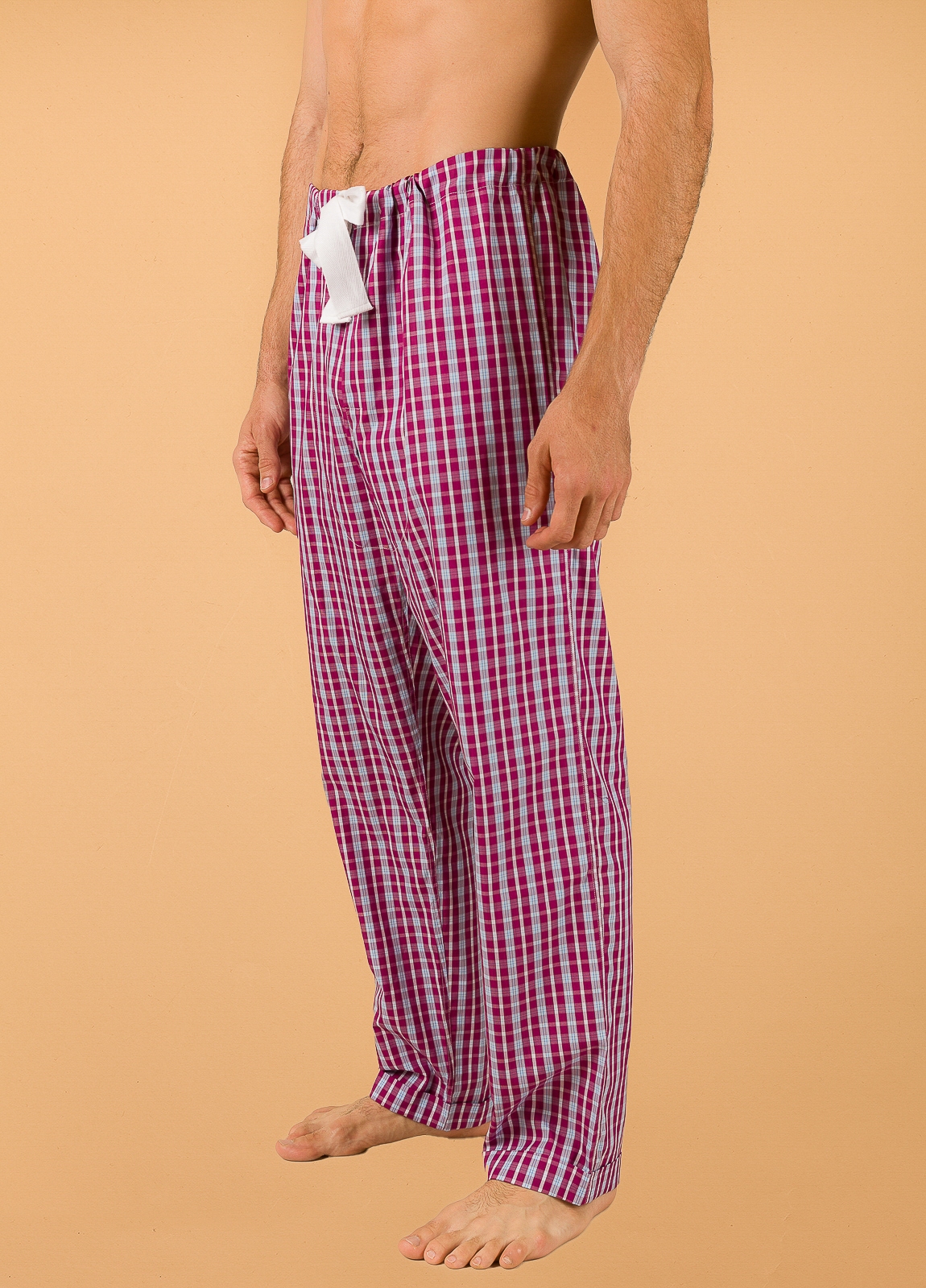Pantalón largo de Pijama FUREST COLECCIÓN cuadros granate con funda incluida - Ítem1