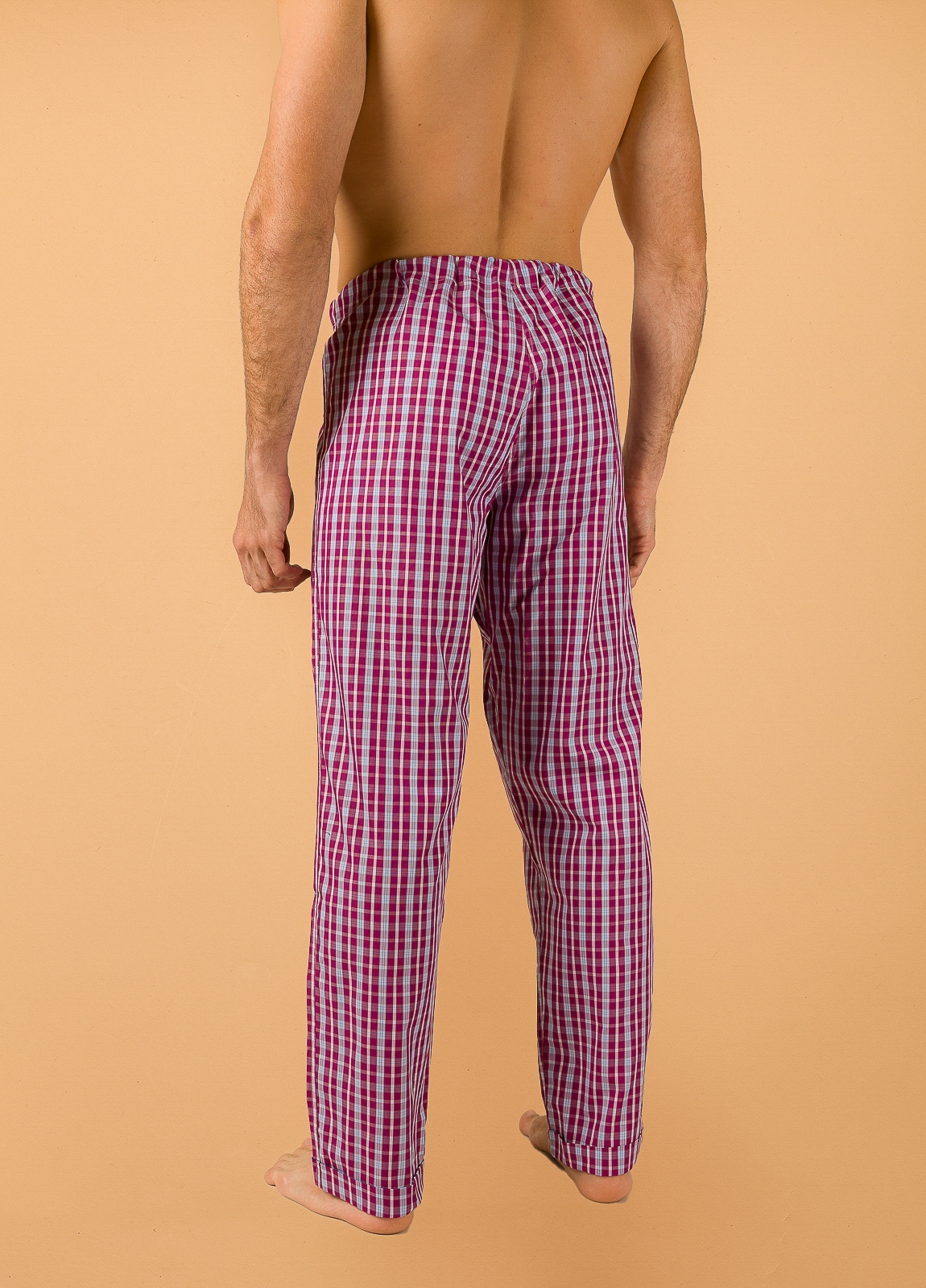 Pantalón largo de Pijama FUREST COLECCIÓN cuadros granate con funda incluida - Ítem2