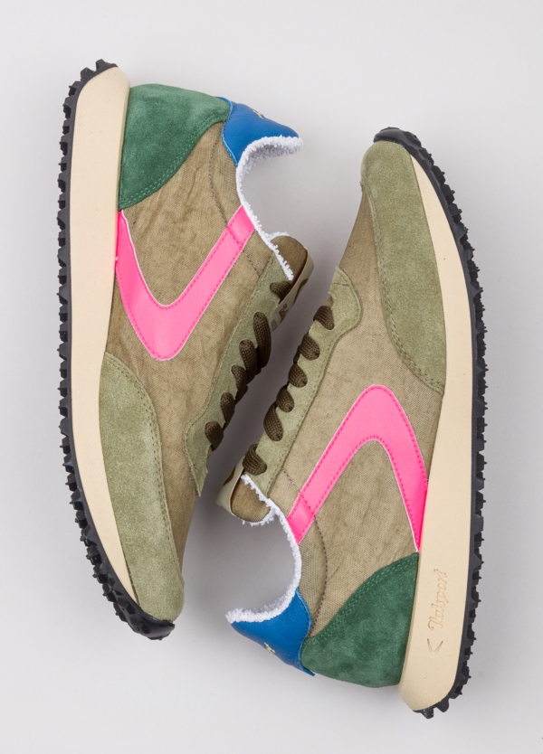 Sneakers VALSPORT kaki con detalles rosa y azul