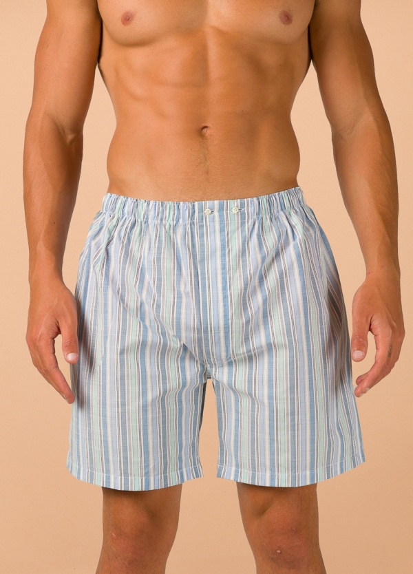 Pantalón corto de Pijama FUREST COLECCIÓN rayas azul y verde con funda incluida