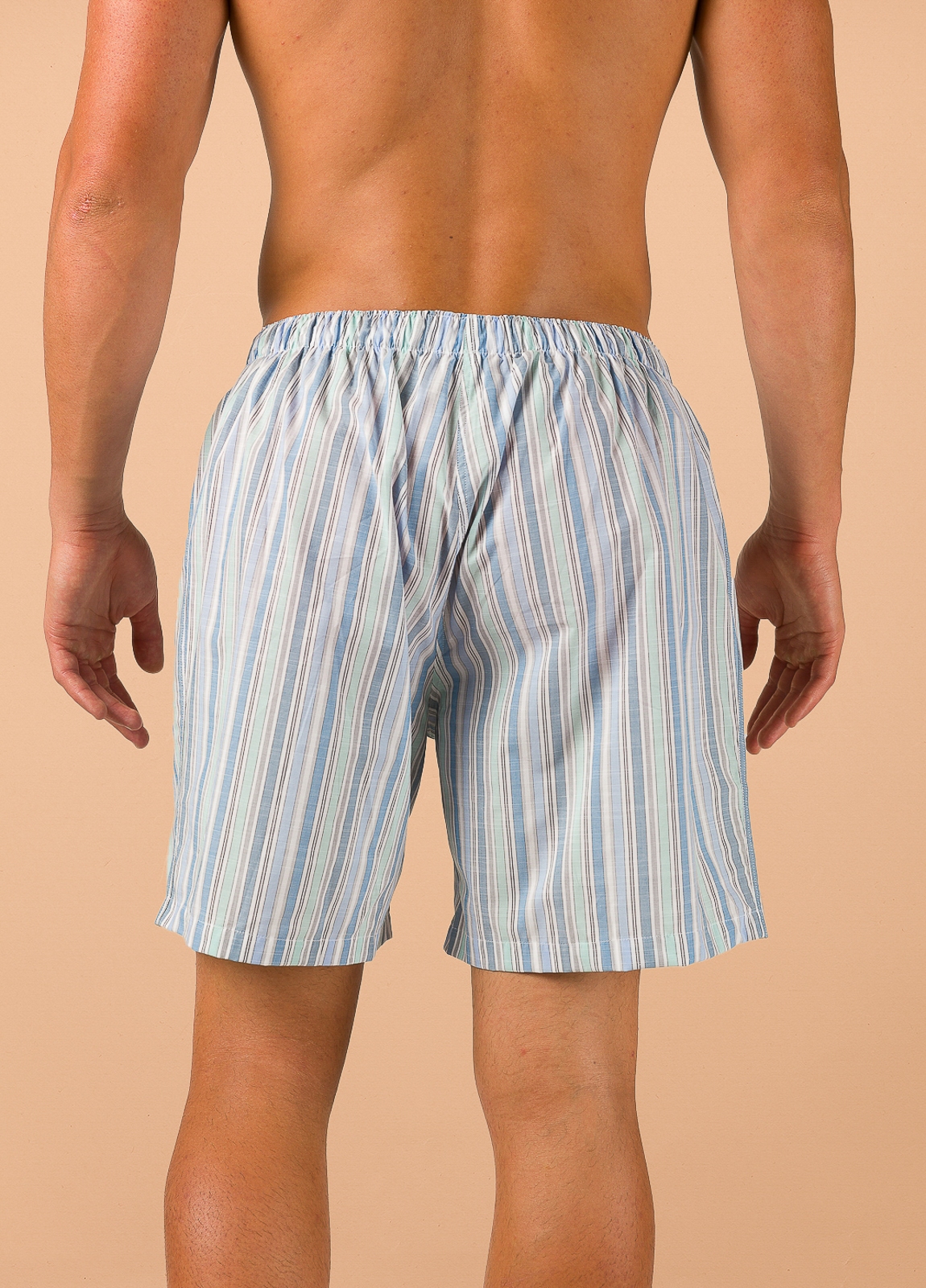 Pantalón corto de Pijama FUREST COLECCIÓN rayas azul y verde con funda incluida - Ítem1