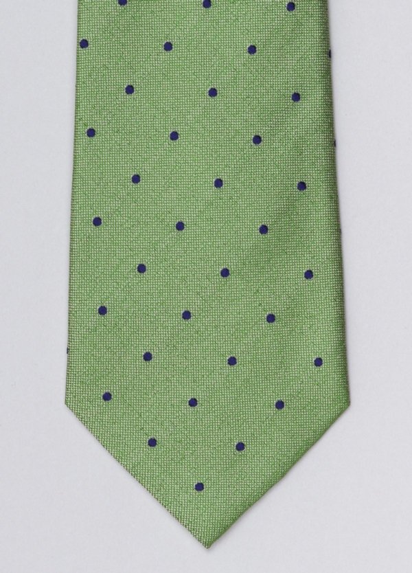 Corbata FUREST COLECCIÓN color verde con topito azul