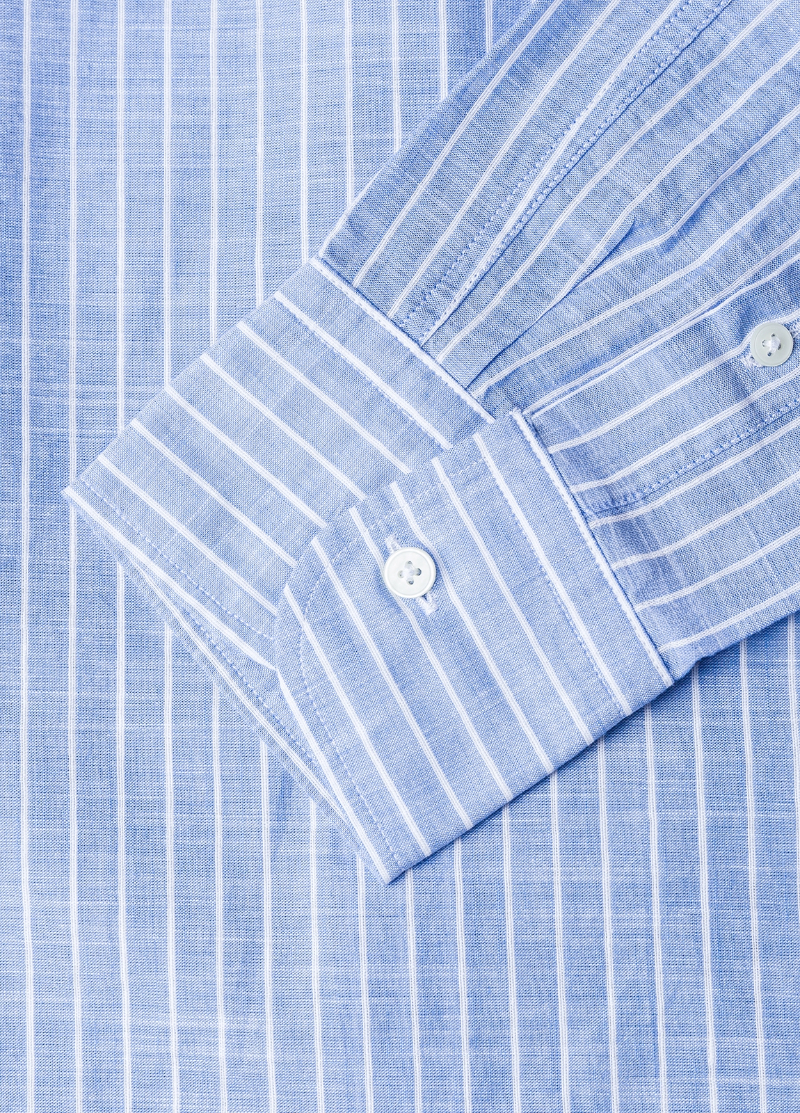 Camisa sport FUREST COLECCIÓN algodón y lino rayas color celeste - Ítem4