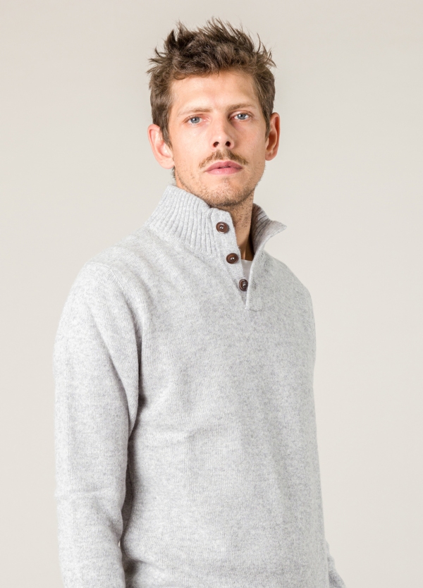 Jersey WOOL&CO cuello con botones gris