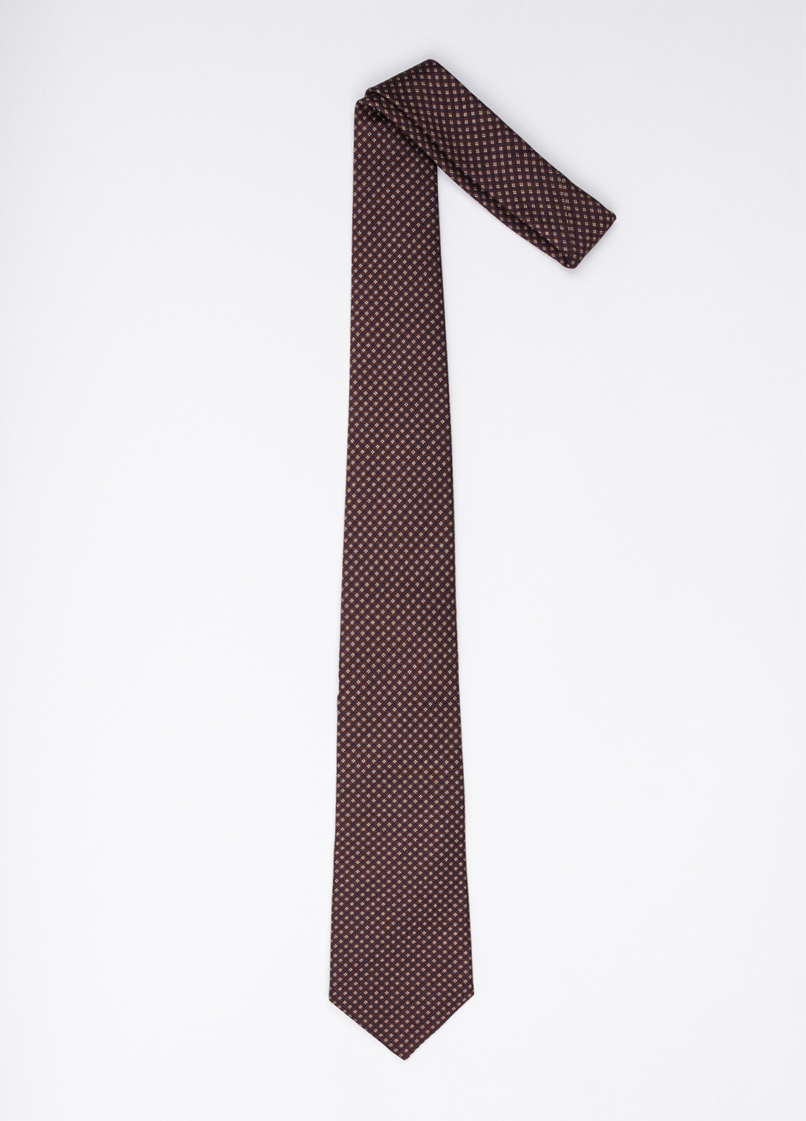 Corbata FUREST COLECCIÓN color marrón con dibujo blanco - Ítem1