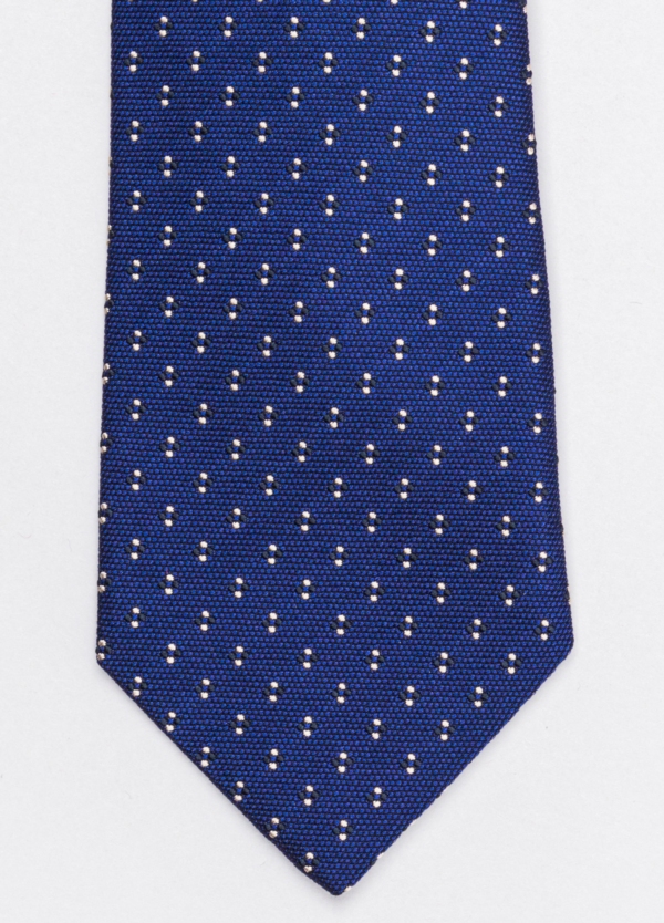 Corbata FUREST COLECCIÓN color azul con micro dibujo blanco