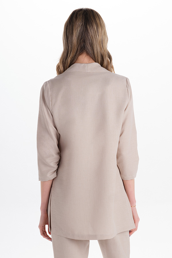 Levita beige mujer manga 3/4 fruncida 5