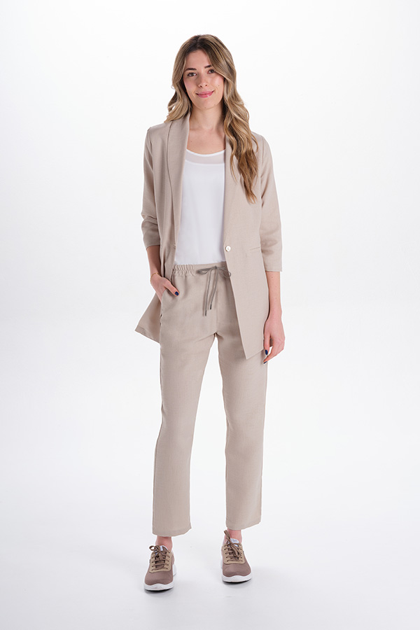 Levita beige mujer manga 3/4 fruncida 1
