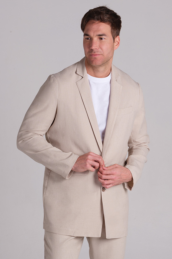 Chaqueta levita hombre beige 3