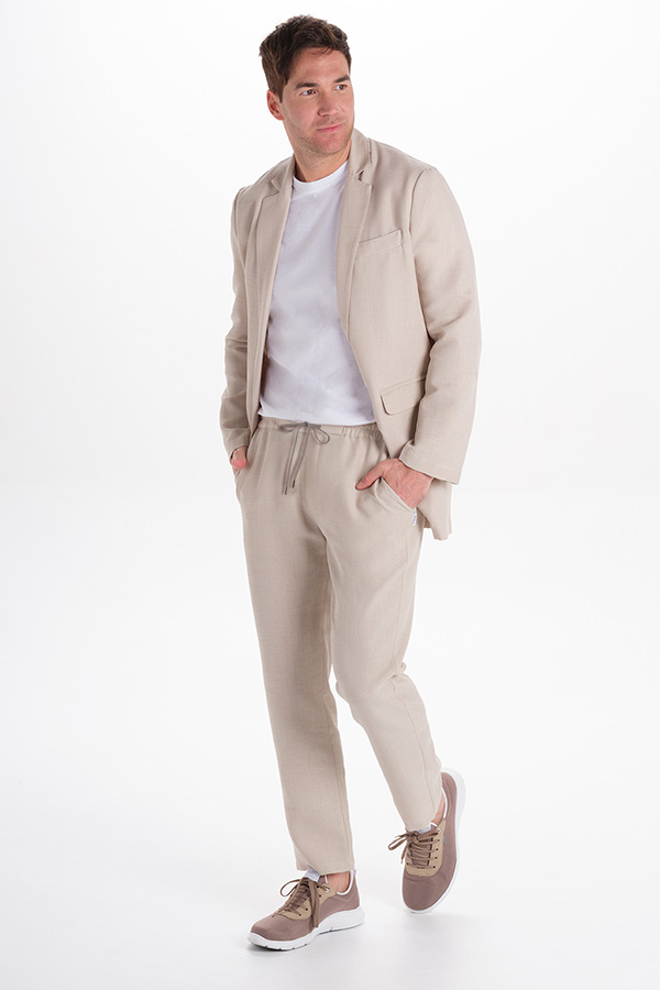 Chaqueta levita hombre beige 5