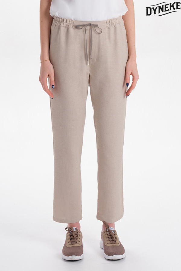 Pantalón unisex beige con cordón
