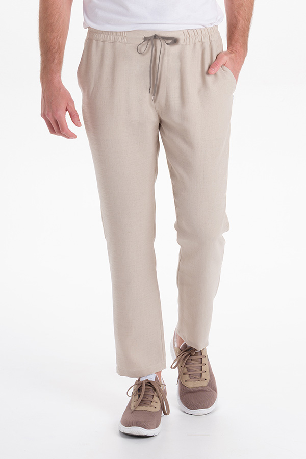 Pantalón unisex beige con cordón 3